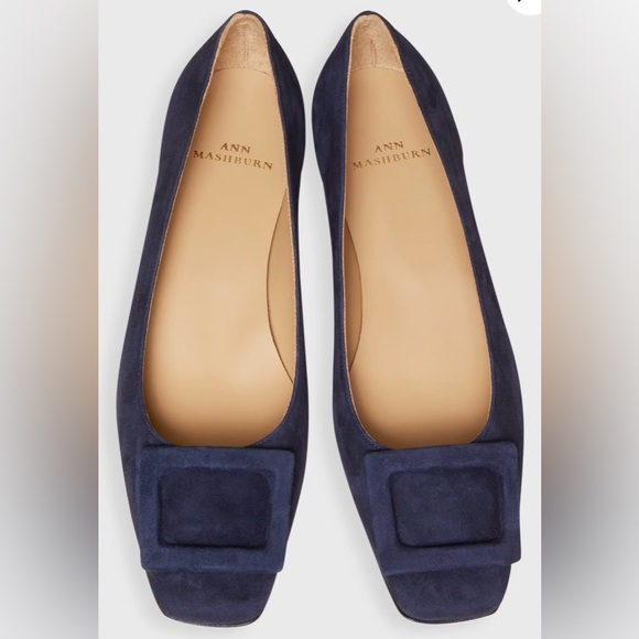 *NEW* ANN MASHBURN Navy Blue Suede Flats - New & Never Worn (size 7 US) - Picture 4 of 5